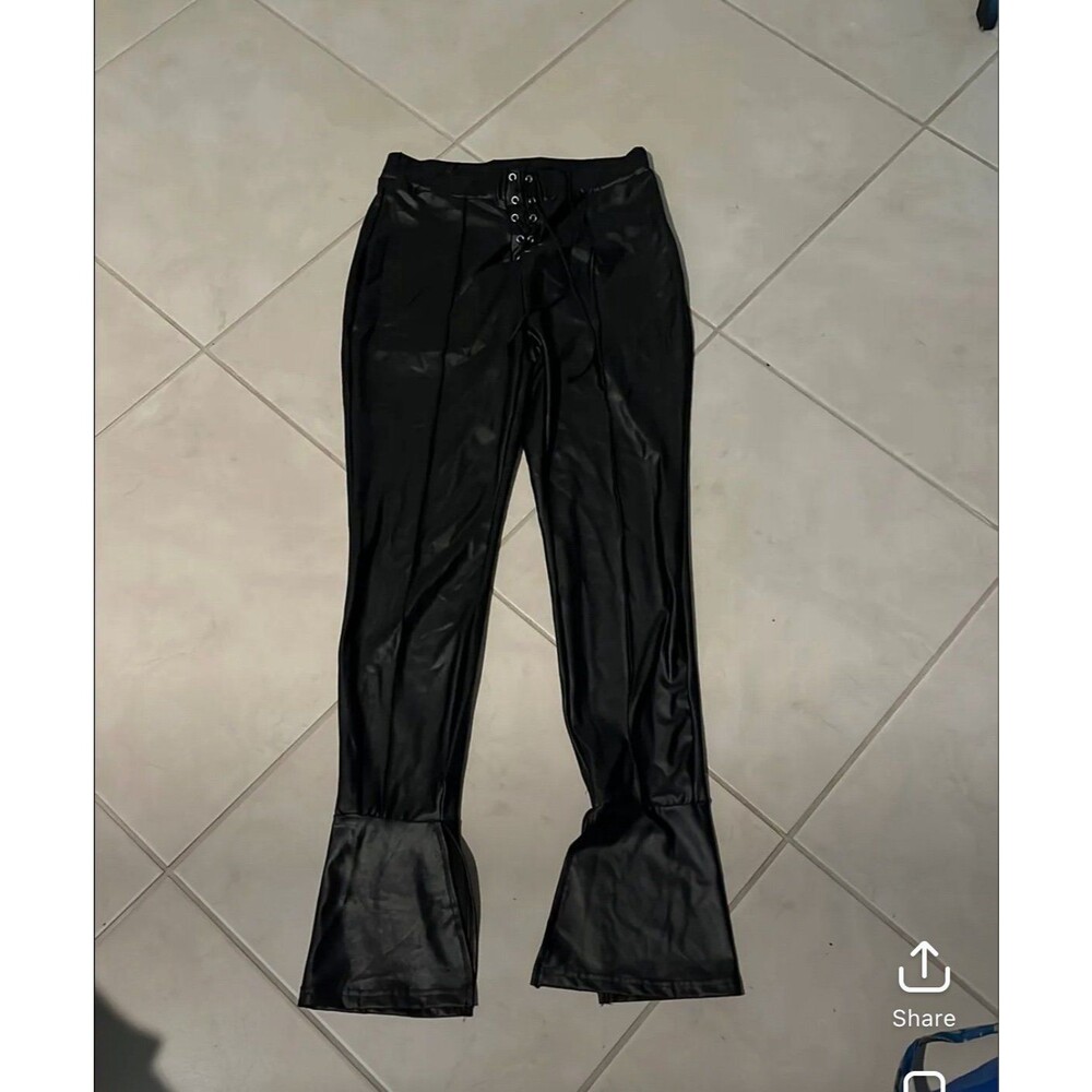 NWT shein large vinyl flare pants stretchy 935